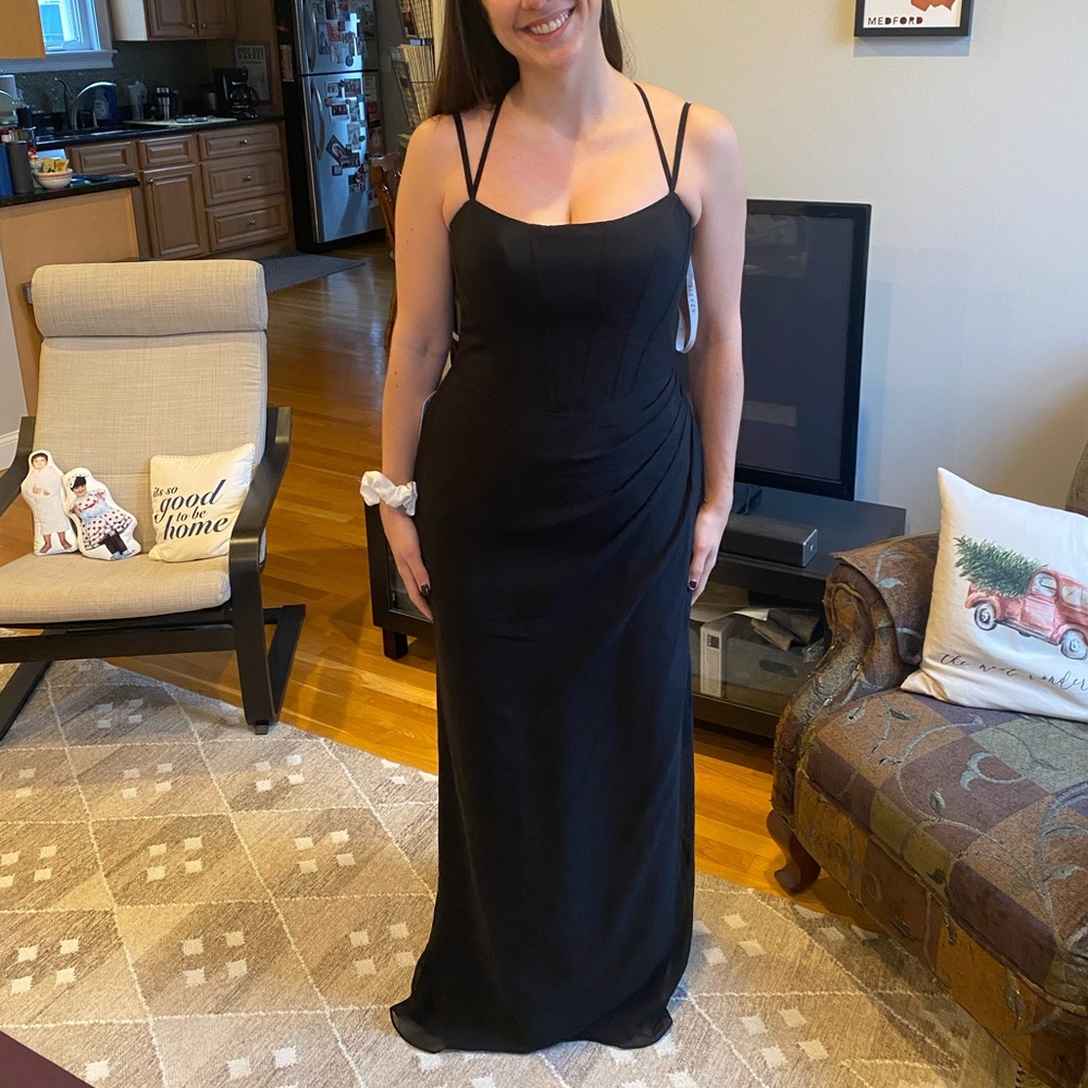 Azazie Bey in Black NWT; Chiffon Maxi Bridesmaid Corset Dress NWT